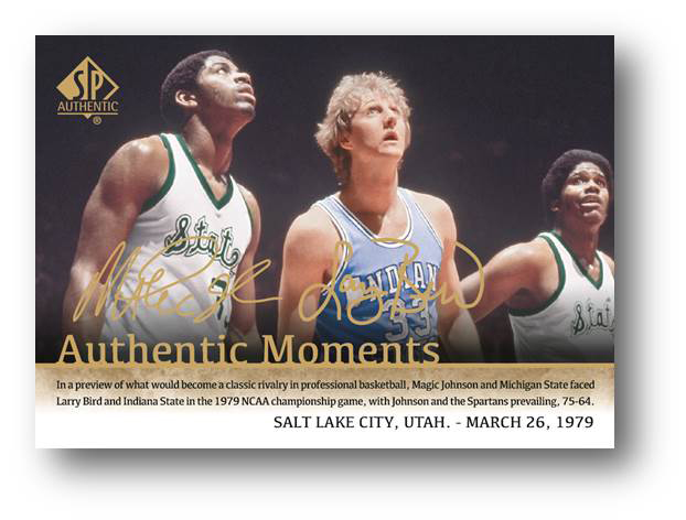 Authentic Moments Card with Magic Johnson & Larry Bird 1979