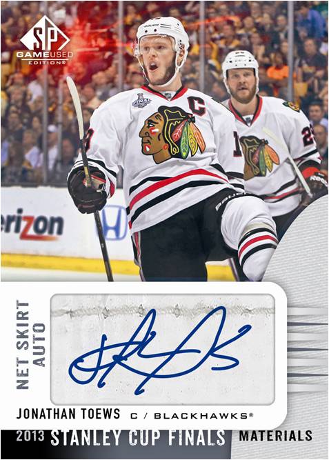2013-14-NHL-SP-Game-Used-Stanley-Cup-Finals-Net-Skirt-Autograph-Jonathan-Toews