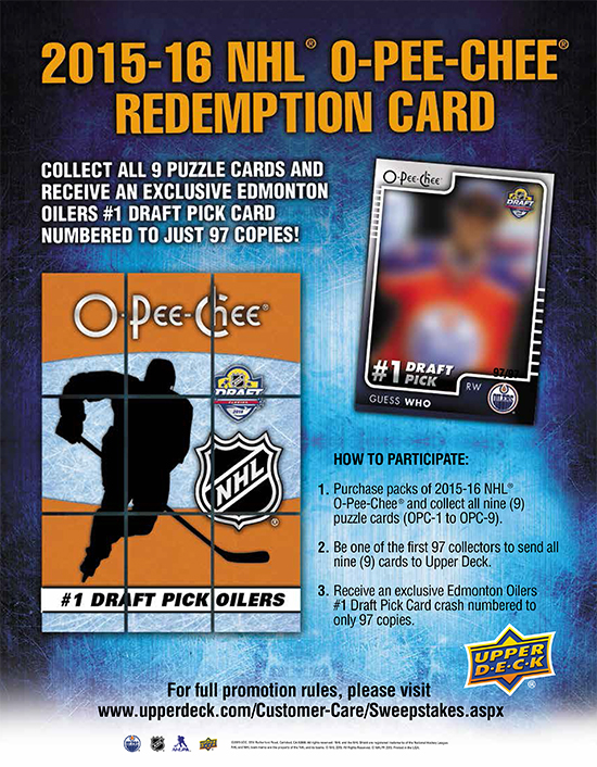 2015-16 nhl o-pee-chee connor mcdavid draft pick puzzle promotion