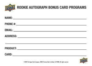 Rookie Autograph Bonus Card Program Form