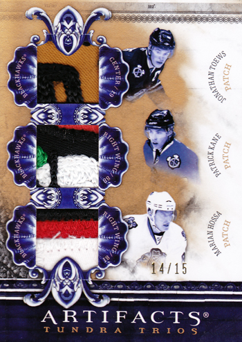 Chicago-Blackhawks-10-11-NHL-Artifacts-Triple-Tundra-Patch-Toews-Hossa-Kane-Card