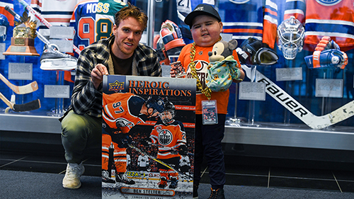 Young Oilers Fan Receives First Upper Deck Trading Card