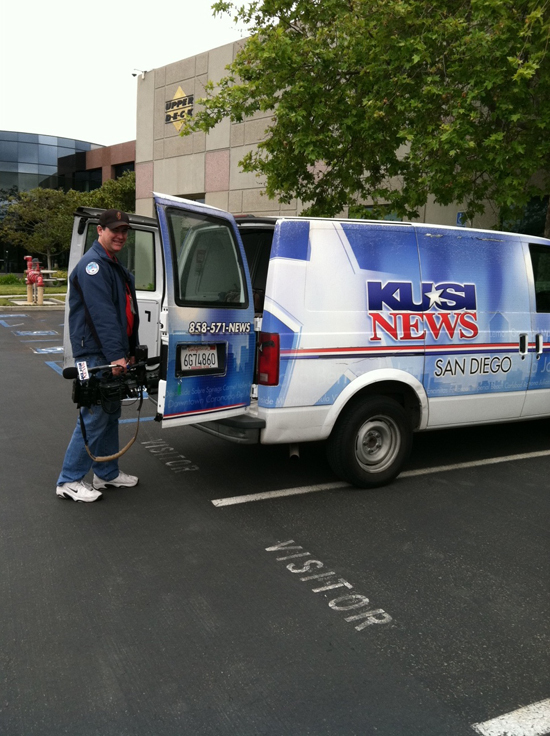 KUSI News Van and Cameraman Rob Beard.