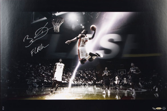 Miami-Heat-Dwyane-Wade-Autographed-Flash-Framed-Photo-Memorabilia Miami Heat Dwyane Wade Flash