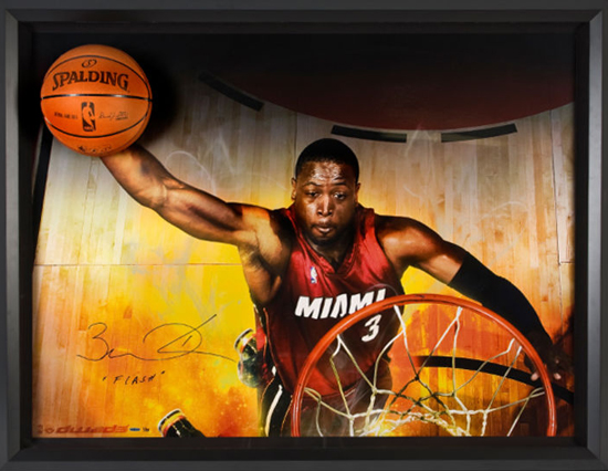 Miami-Heat-Dwyane-Wade-Breaking-Through-Basketball-Flash-Signed-Framed-Picture Miami Heat Dwyane Wade Breaking Through