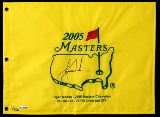 TigerPinFlag20051 Tiger's Signed 2005 Masters Pin Flag.