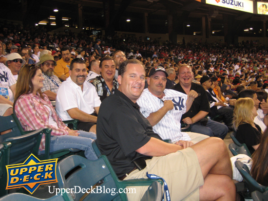 friday-3 Upper Deck Diamond Club members take in the Angels/Yankees game Friday night. The Angels came from behind to defeat the Yankees 10-6, but one Diamond Club member still showed his support for his beloved Yankees by showing off his Jeter jersey.