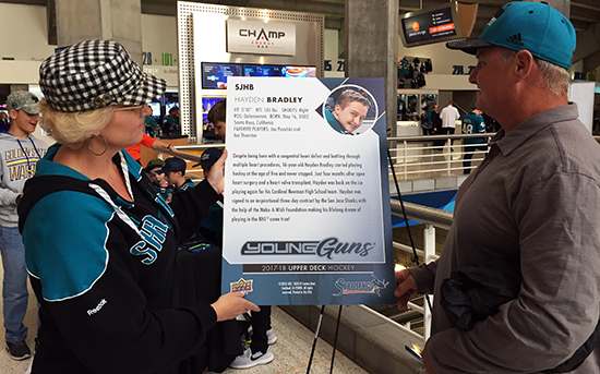 upper-deck-san-jose-sharks-hayden-bradley-young-guns-rookie-card-reveal-mom-dad-mother-father