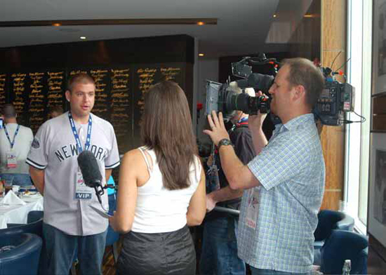 yes-interviews-josh-adams Josh Adams proudly wearing his Yankee jersey.