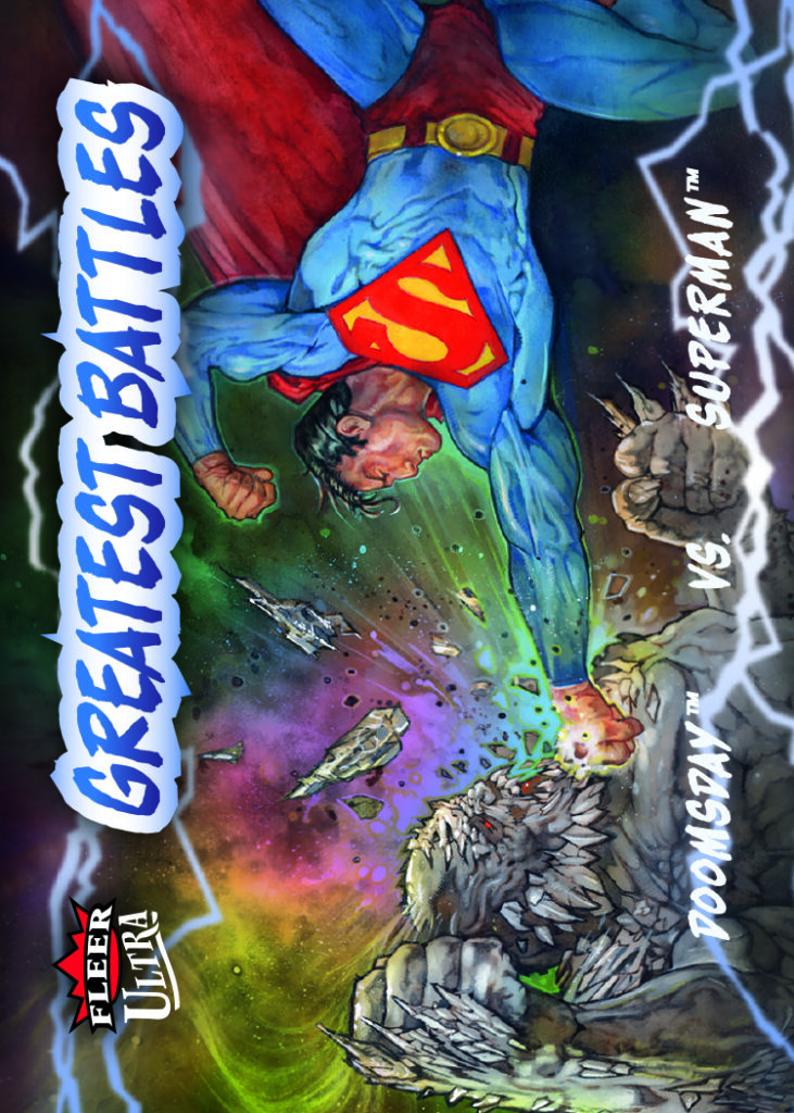Greatest Battles Card featuring Doomsday and Superman in Fleer Ultra Superman