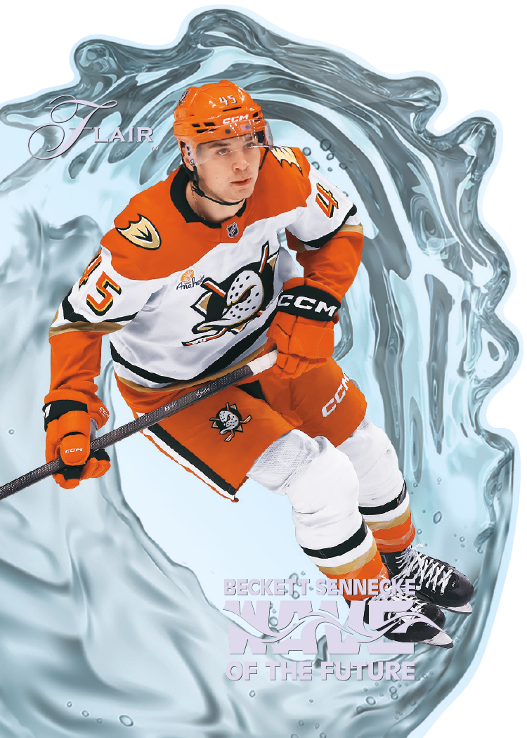 Wave of the Future Card featuring Beckett Sennecke in 2025-26 Flair Hockey