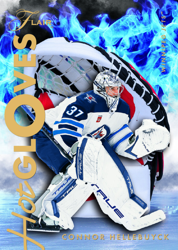 Hot Gloves Card featuring Connor Hellebuyck in 2025-26 Flair Hockey