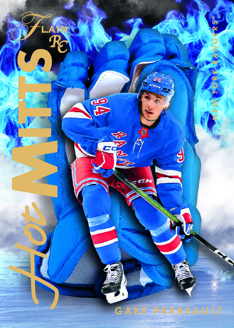 Hot Mitts Card featuring Gabe Perreault in 2025-26 Flair Hockey