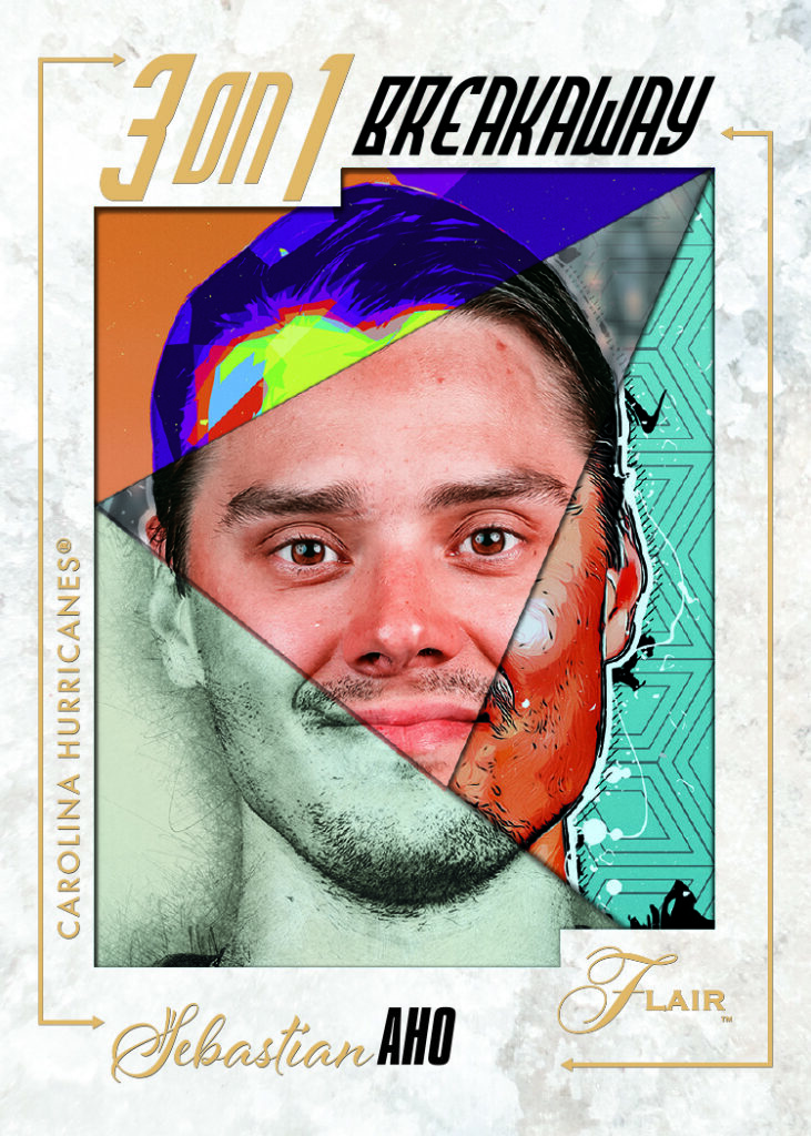 3-on-1 Breakaway Card featuring Sebastian Aho in 2025-26 Flair Hockey