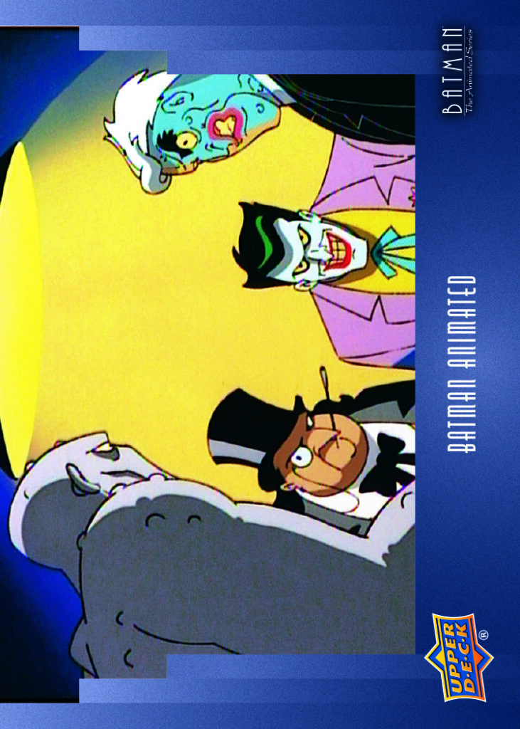 Base Set Blue Card featuring The Joker, The Penguin, Two Face, and Killer Croc in Batman: The Animated Series