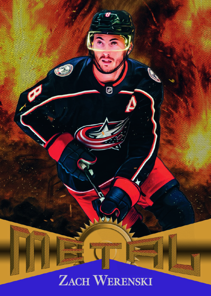 Metal Universe Retros Card featuring Zach Werenski in 2025-26 Skybox Metal Universe Hockey
