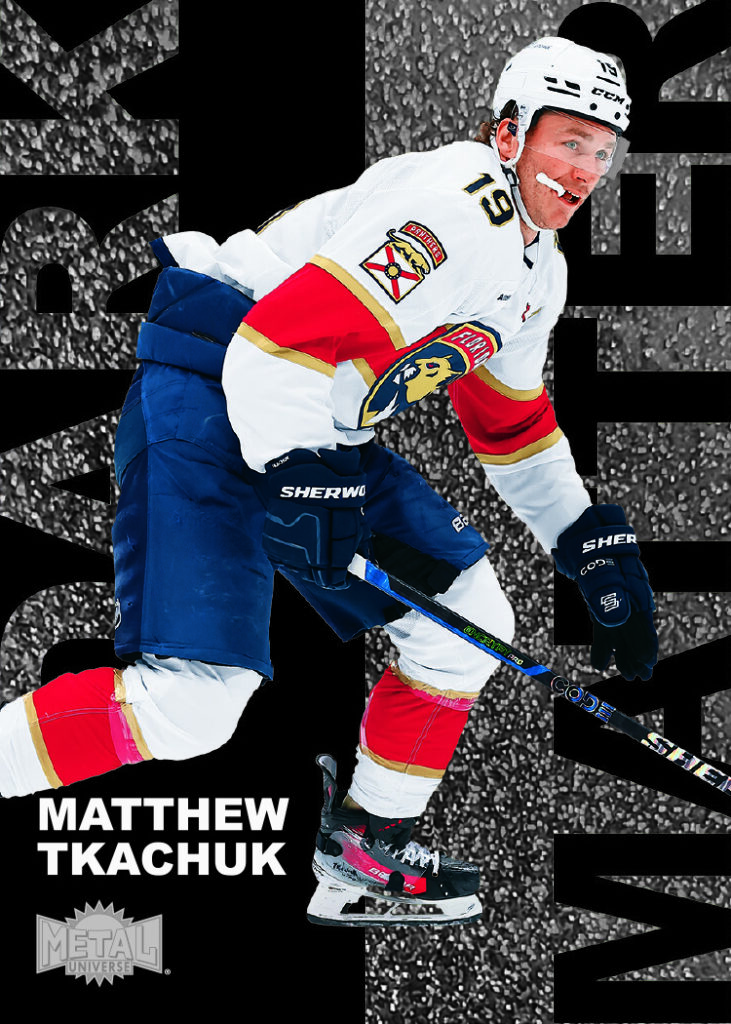 Dark Matter Card featuring Matthew Tkachuk in 2025-26 Skybox Metal Universe Hockey