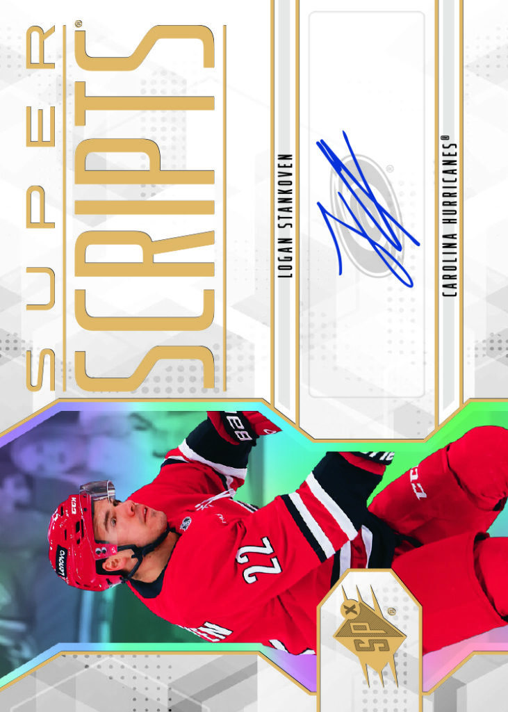 Super Scripts Card featuring Logan Stankoven in 2025-26 SPx Hockey