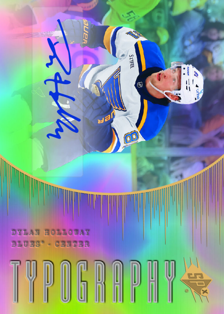 Typography Card featuring Dylan Holloway in 2025-26 SPx Hockey