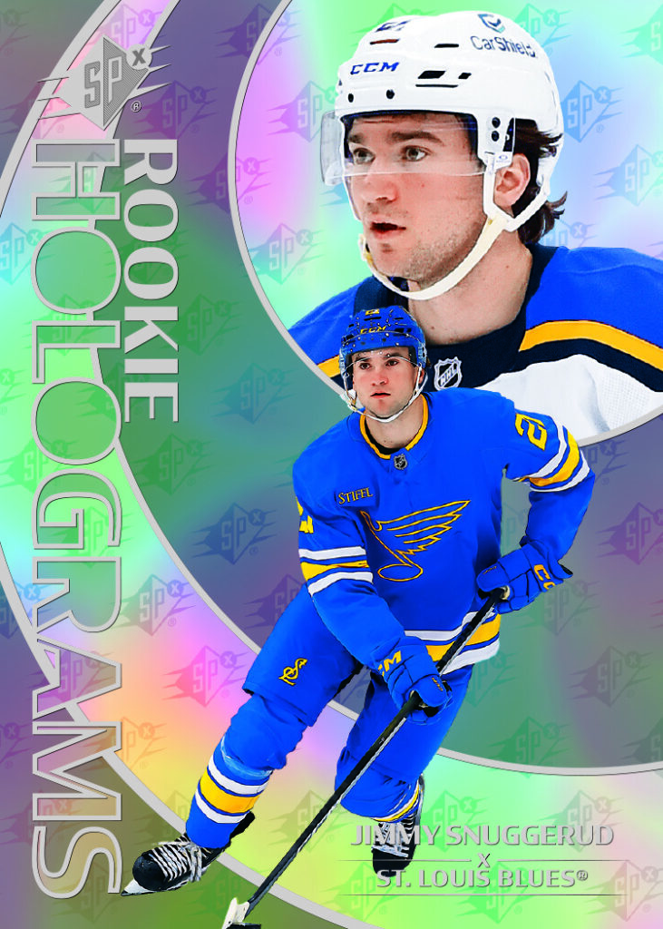 Rookie Holograms Card featuring Jimmy Snuggerud in 2025-26 SPx Hockey