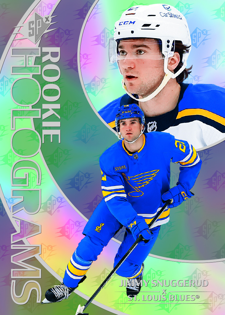 Rookie Holograms Card featuring Jimmy Snuggerud in 2025-26 SPx Hockey