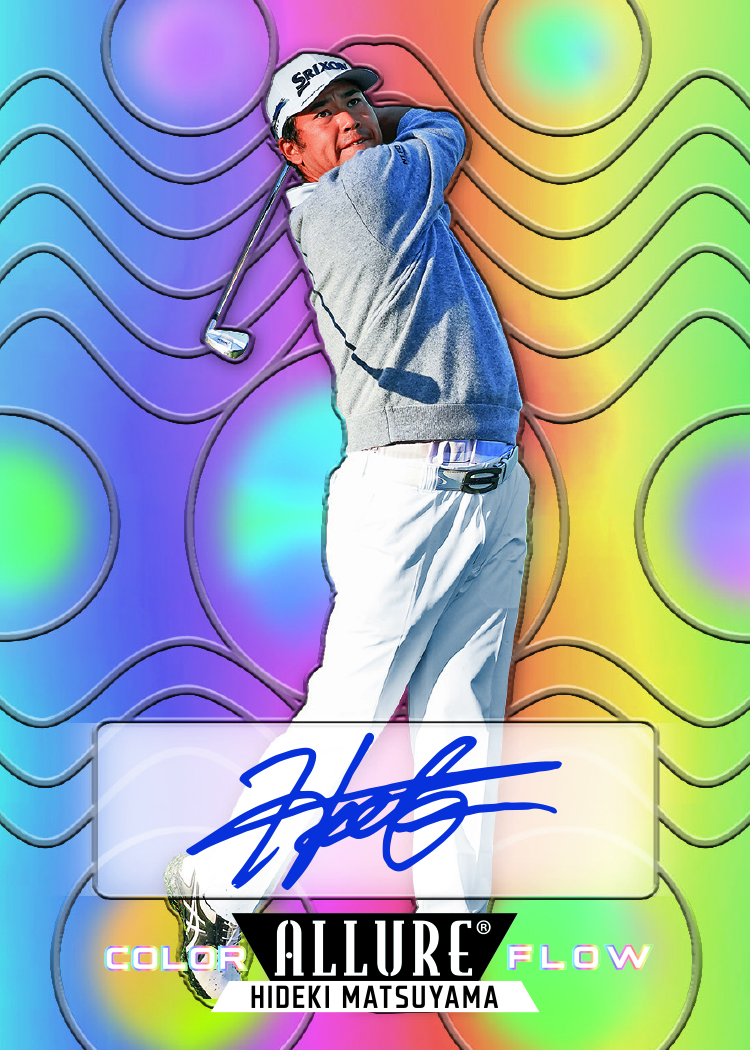 Color Flow Rainbow Autograph Card featuring Hideki Matsuyama in 2026 Allure Golf