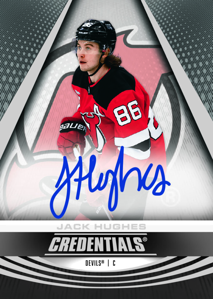 Base Set Autograph Card featuring Jack Hughes in 2025-26 Credentials Hockey