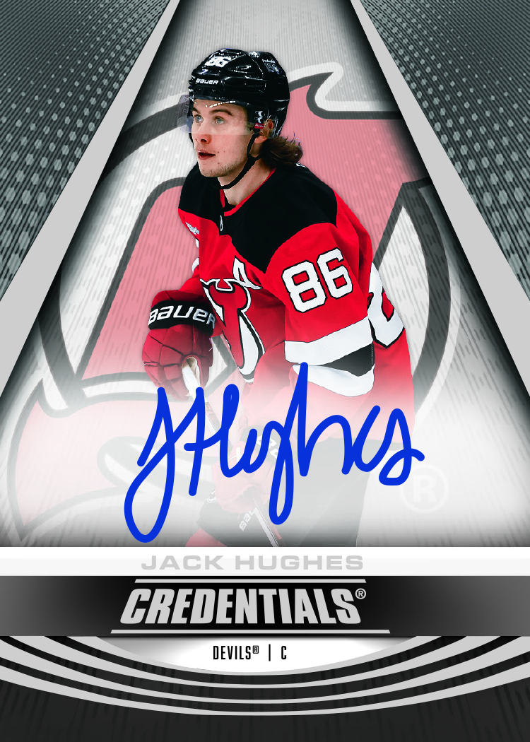 Base Set Autograph Card featuring Jack Hughes in 2025-26 Credentials Hockey