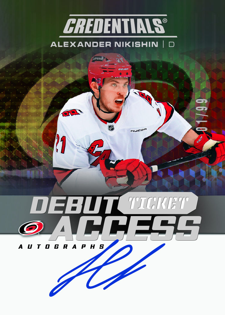 Debut Ticket Access Autograph Card featuring Alexander Nikishin in 2025-26 Credentials Hockey