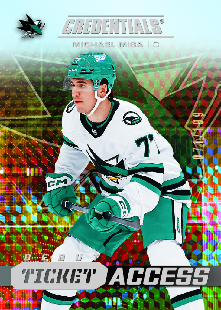 Acetate Debut Ticket Access Card featuring Michael Misa in 2025-26 Credentials Hockey