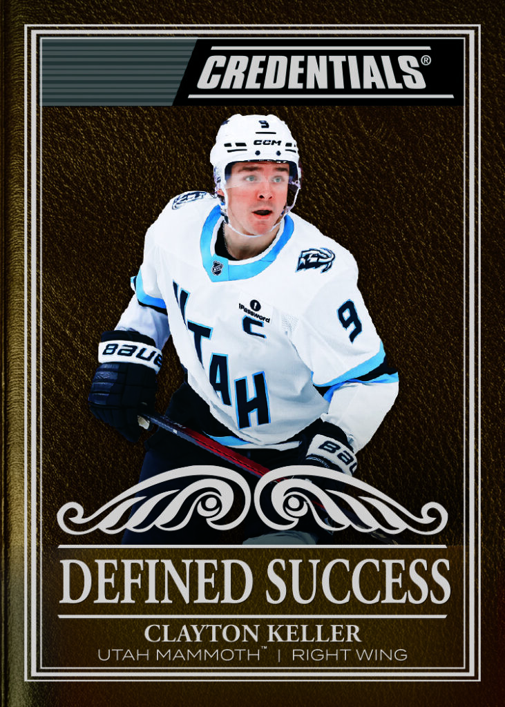 Defined Success Card featuring Clayton Keller in 2025-26 Credentials Hockey