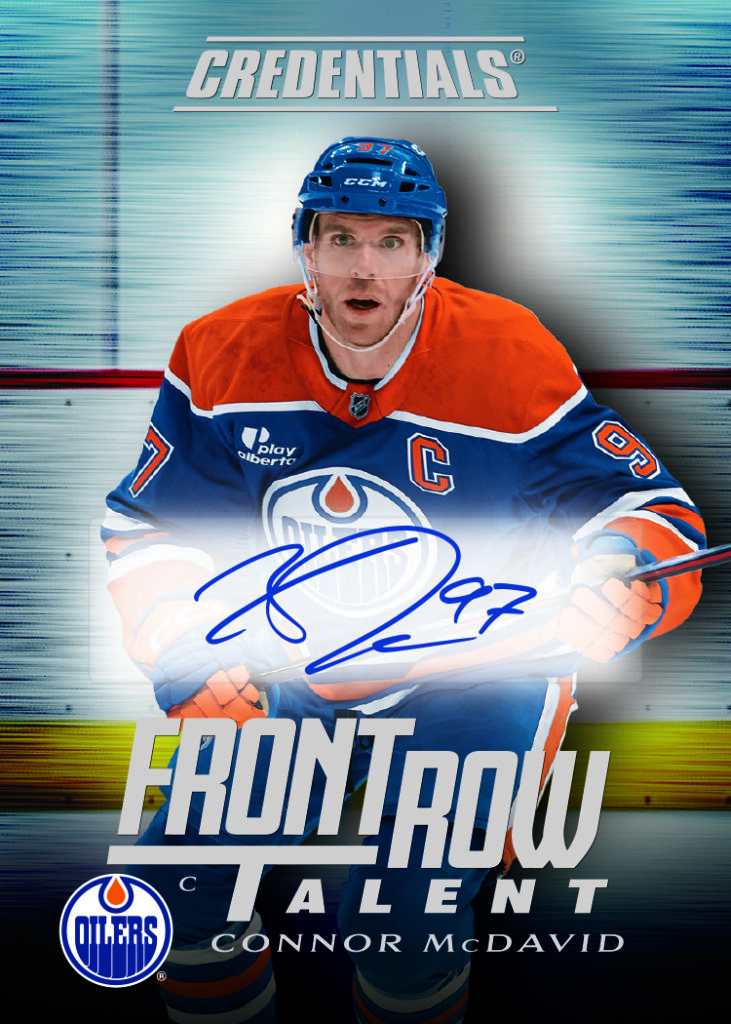 Front Row Talent Autograph Card featuring Connor McDavid in 2025-26 Credentials Hockey