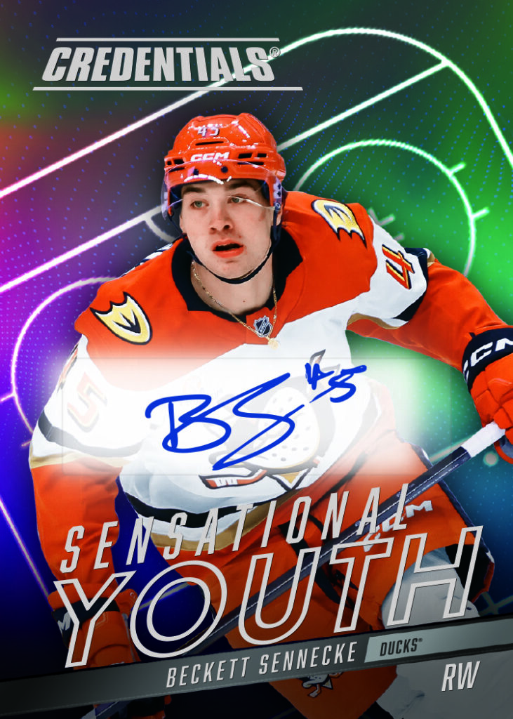 Sensational Youth Autograph Card featuring Beckett Sennecke in 2025-26 Credentials Hockey