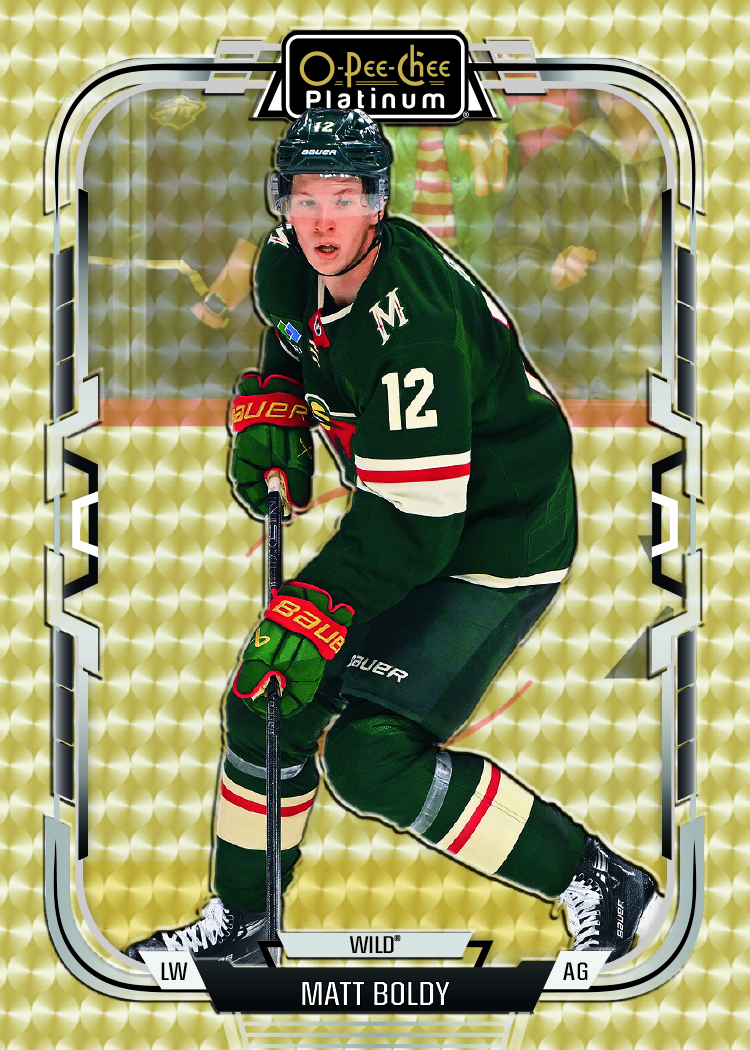 Base Set Golden Treasures Card featuring Matt Boldy in 2025-26 O-Pee-Chee Platinum