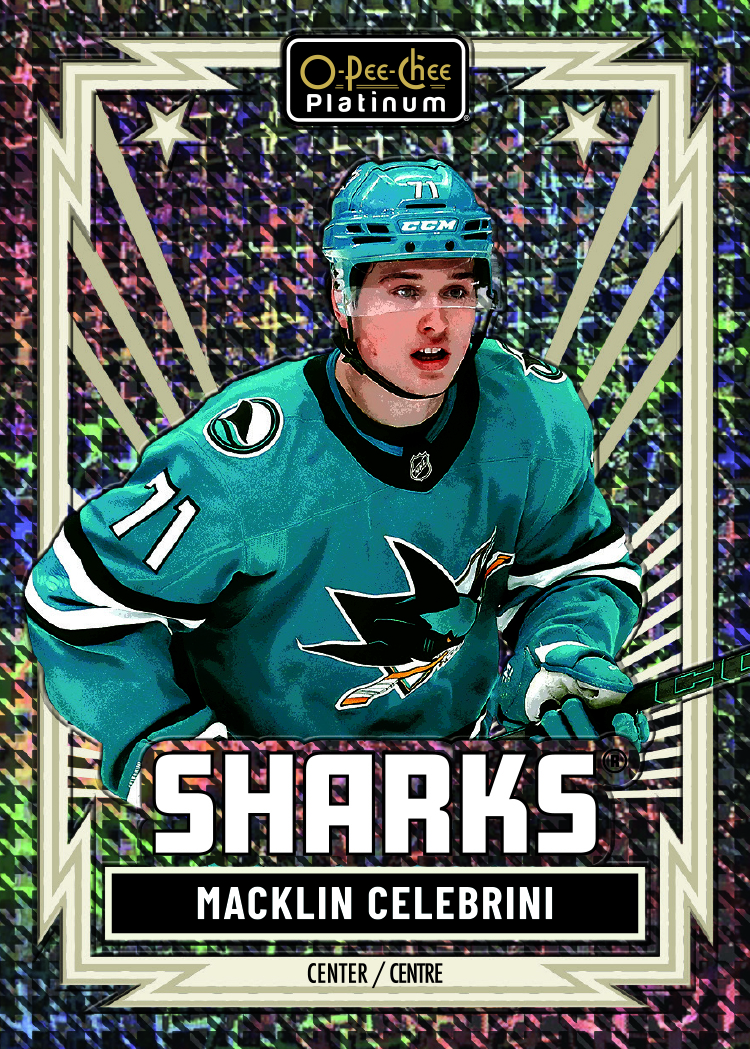 Retro Houndstooth Card featuring Macklin Celebrini in 2025-26 O-Pee-Chee Platinum