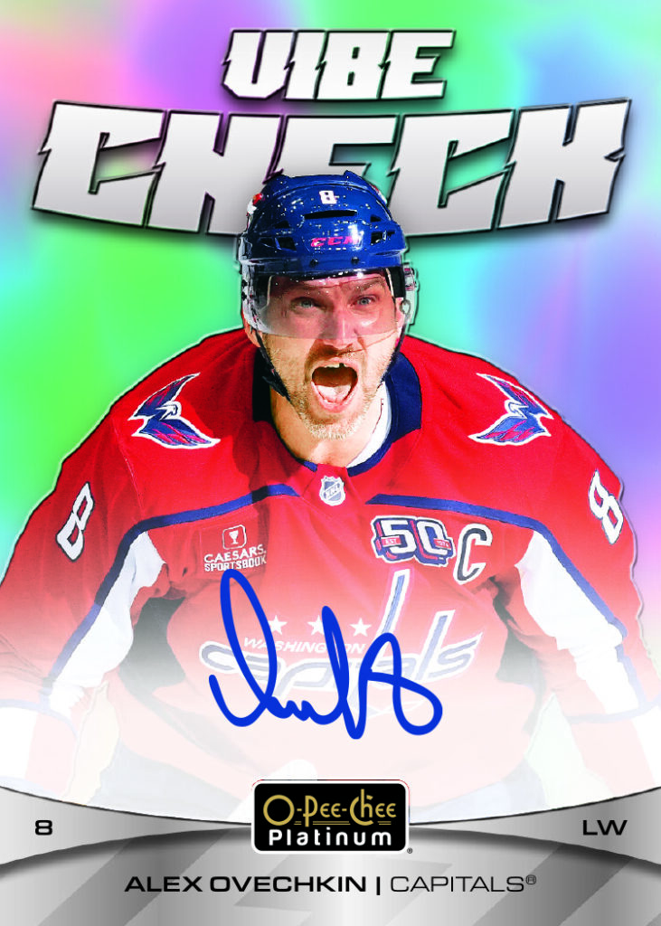 Vibe Check Rainbow Auto Card featuring Alex Ovechkin in 2025-26 O-Pee-Chee Platinum