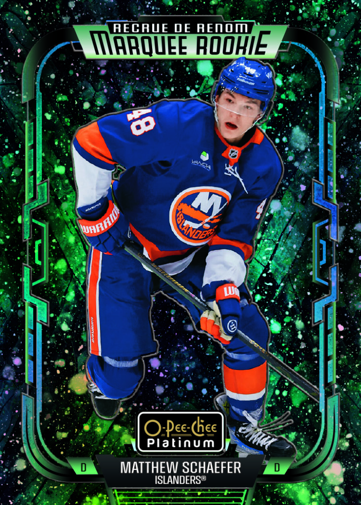 Base Set Marquee Rookies Bioluminescence Card featuring Matthew Schaefer in 2025-26 O-Pee-Chee Platinum