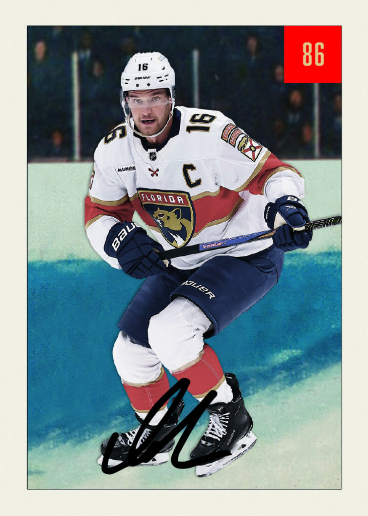 1954-55 Parkhurst Retros Card featuring Aleksander Barkov in 2025-26 Parkhurst Hockey
