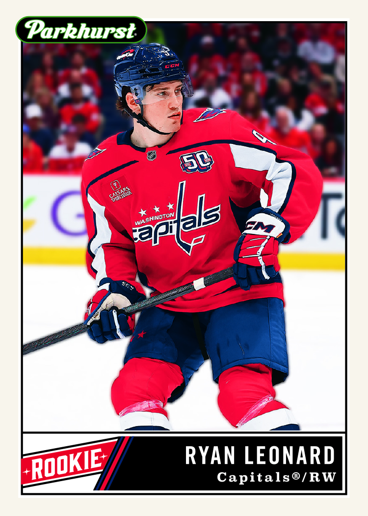 Base Set Rookie Card featuring Ryan Leonard in 2025-26 Parkhurst Hockey