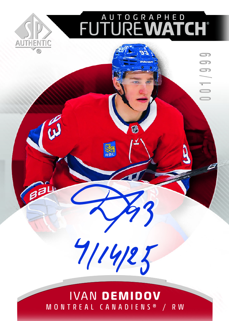 Autographed Future Watch Card featuring Ivan Demidov in 2025-26 SP Authentic Hockey