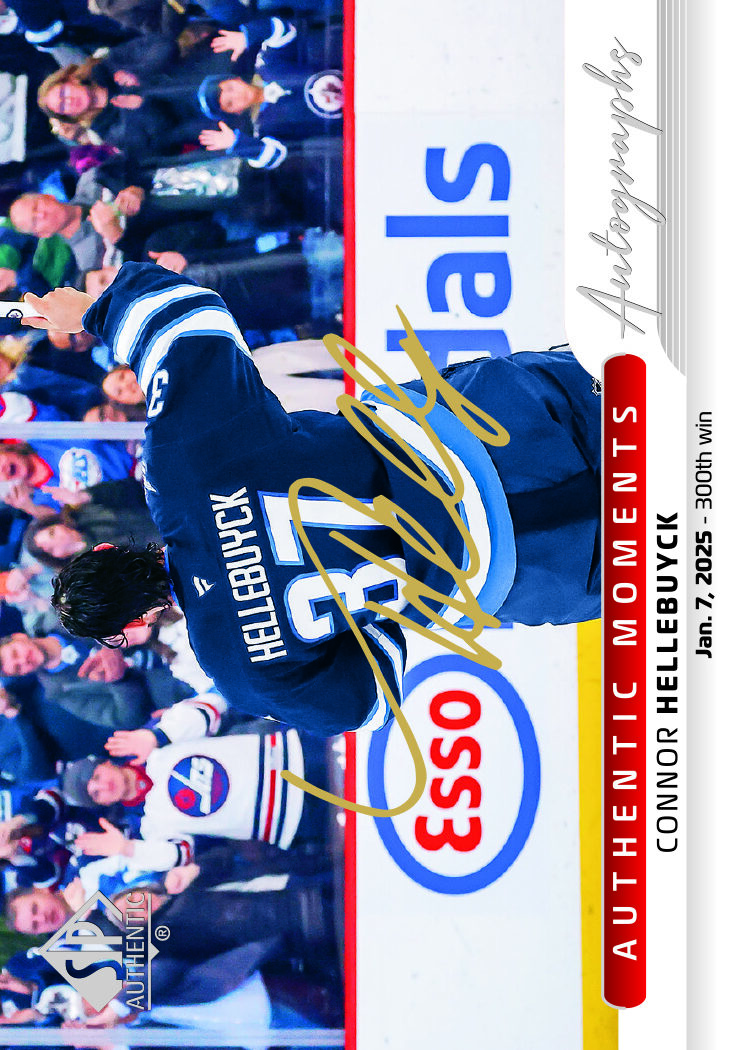 Authentic Moments Card featuring Connor Hellebuyck in 2025-26 SP Authentic Hockey