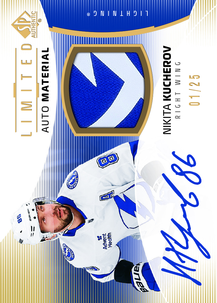 Limited Auto Material Card featuring Nikita Kucherov in 2025-26 SP Authentic Hockey
