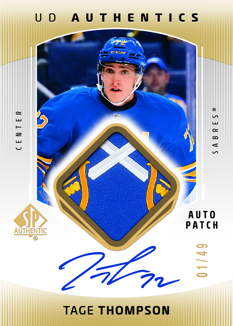 UD Authentics Card featuring Tage Thompson in 2025-26 SP Authentic Hockey