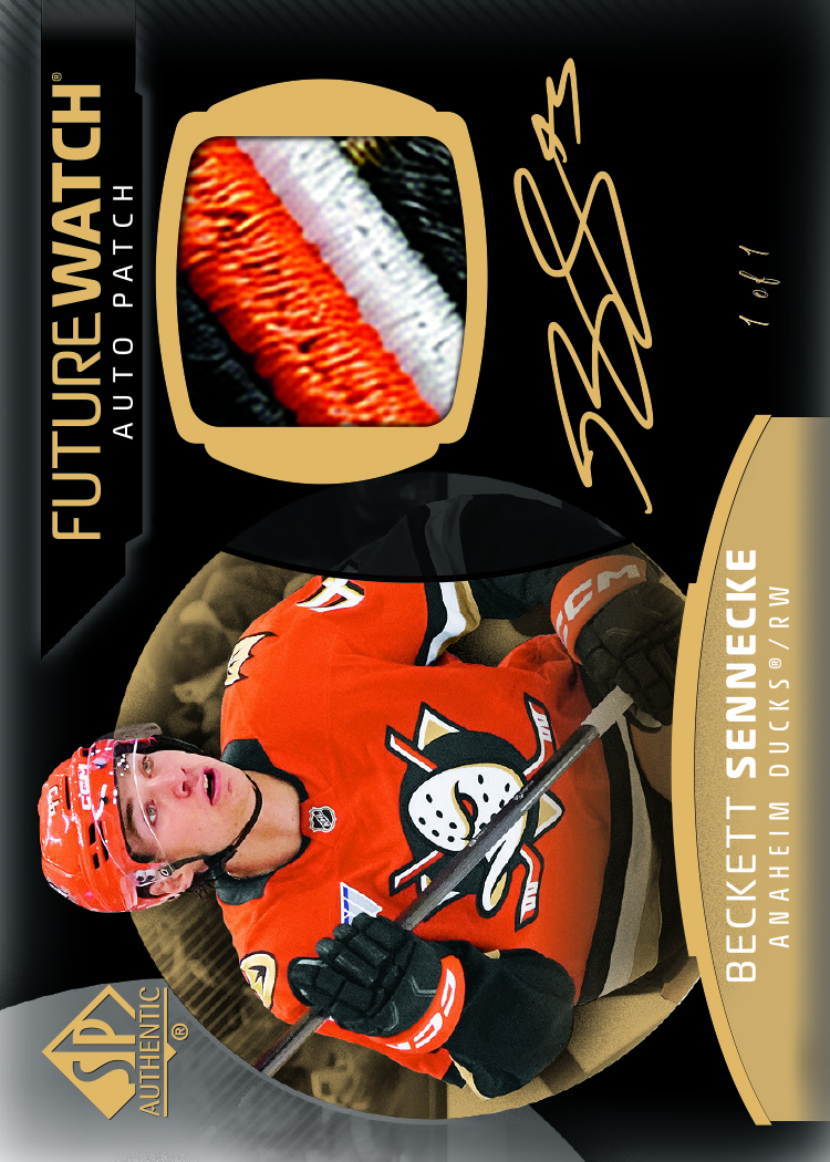 Future Watch Auto Patch Mystery Black Card featuring Beckett Sennecke in 2025-26 SP Authentic Hockey