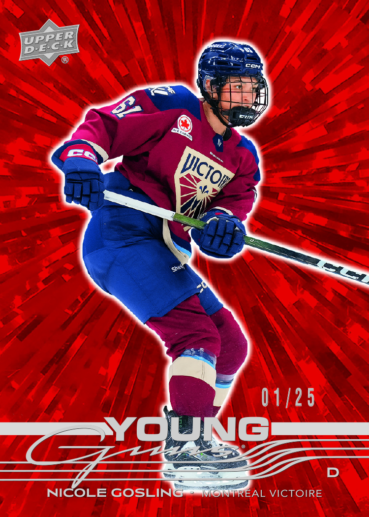 Red Outburst Young Guns Card featuring Nicole Gosling in 2026 UD PWHL Hockey