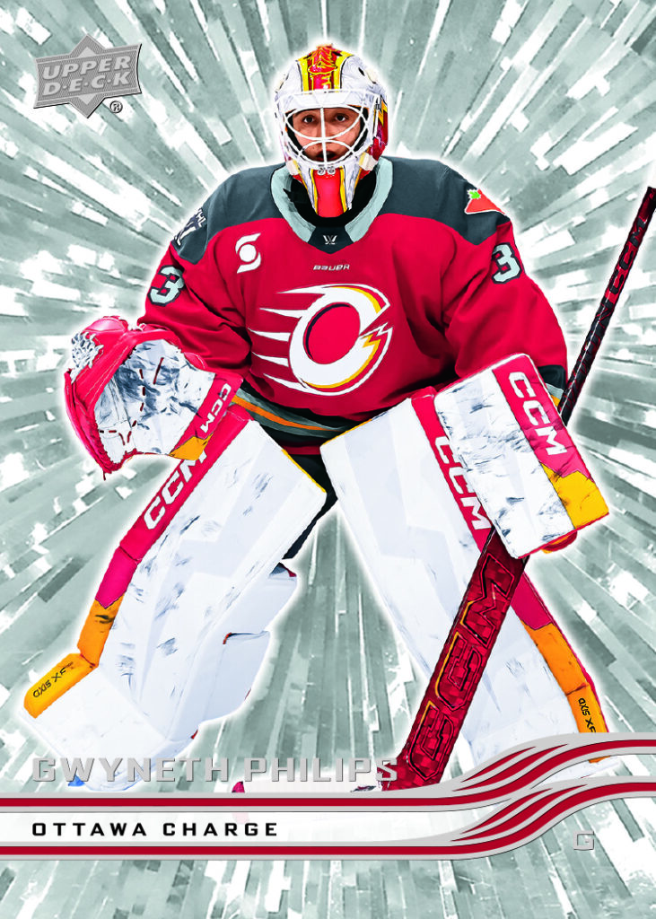 Base Outburst Card featuring Gwyneth Philips in 2026 UD PWHL Hockey