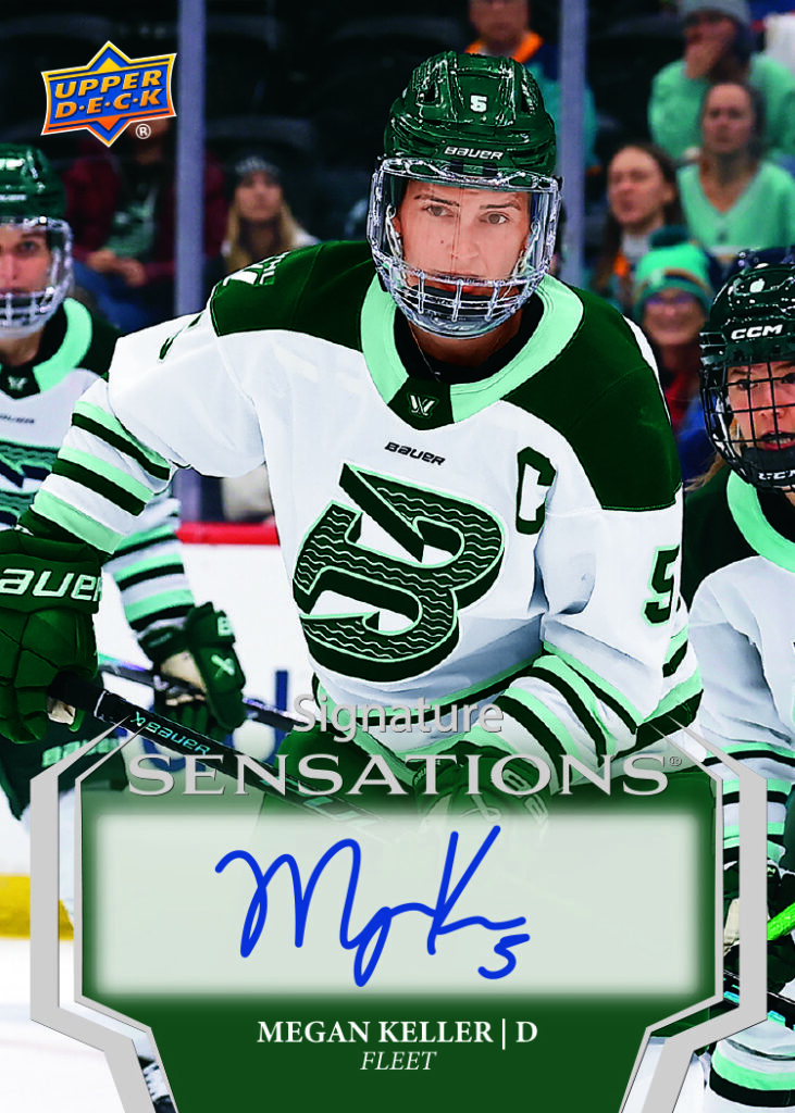 Signature Sensations Card featuring Megan Keller in 2026 UD PWHL Hockey