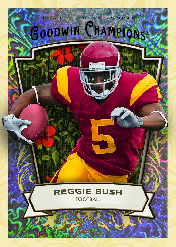Base Set Golden Galaxy Card featuring Reggie Bush in 2026 Goodwin Champions