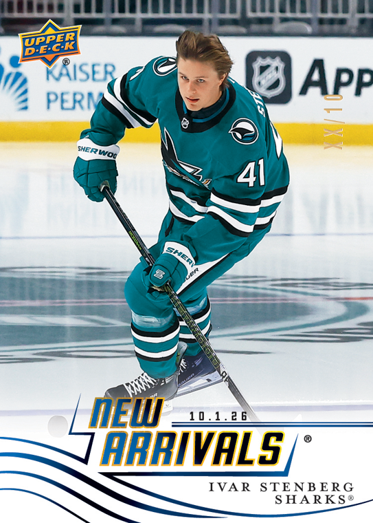 2026-27 NHL New Arrivals Blue Parallel card